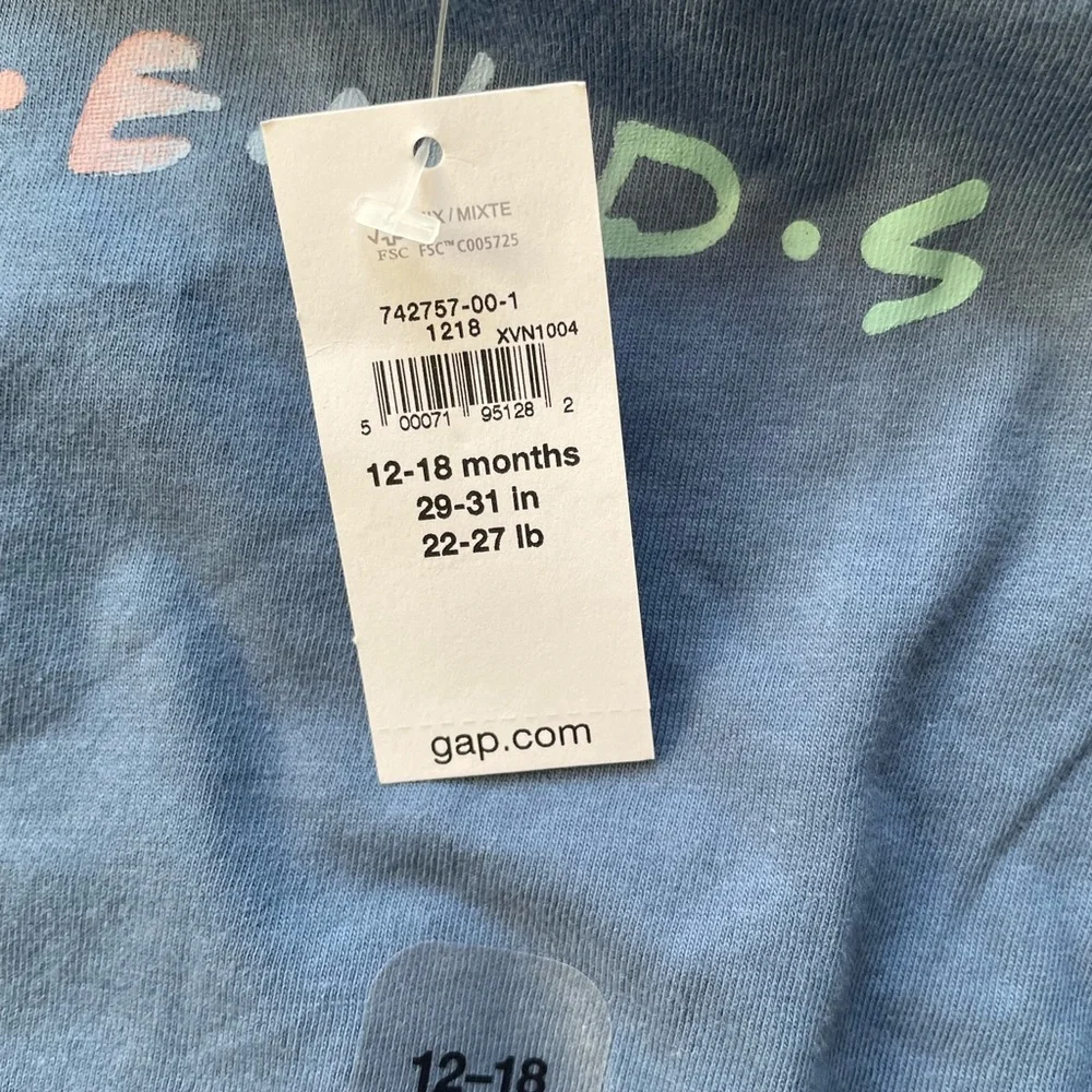 #228, Baby Gap, long sleeve Friends bodysuit, NWT, size 12-18 months